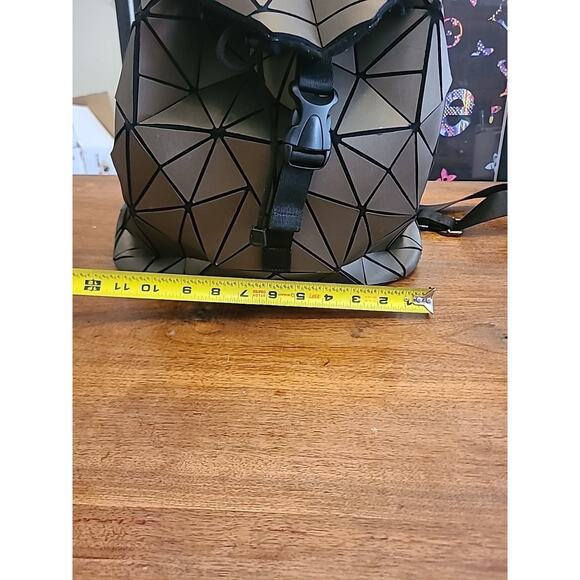 RARE! EMILIO PEPE Backpack Geometric Graphite CHARCOAL Slanted Triangle Bag - Picture 9 of 14
